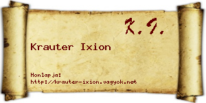 Krauter Ixion névjegykártya